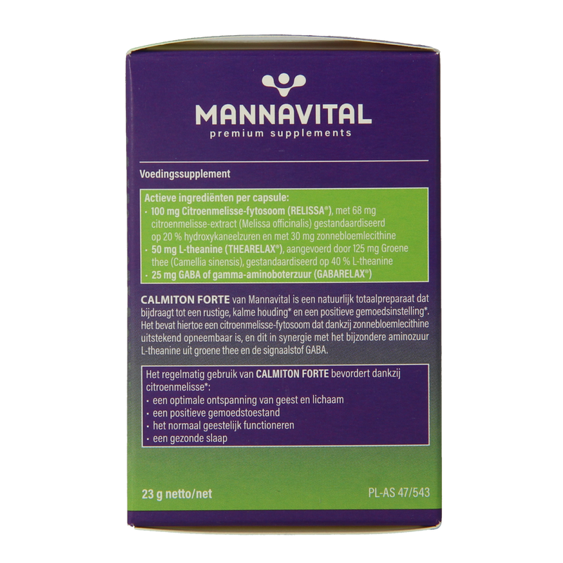 Mannavital Calmiton 60 Vegetarische capsules - 123vitamines