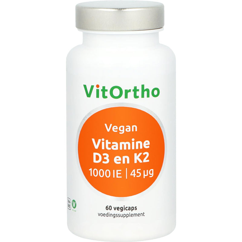 VitOrtho Vitamine D3 1000 IE en K2 45 mcg Vegan - 60 Vegetarische capsules