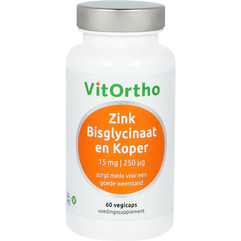VitOrtho Zink Bisglycinaat en Koper - 60 vcaps