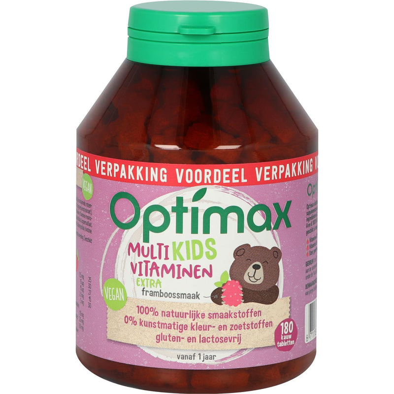 Optimax Kinder Multi Extra (framboos) - 180 Kauwtabletten