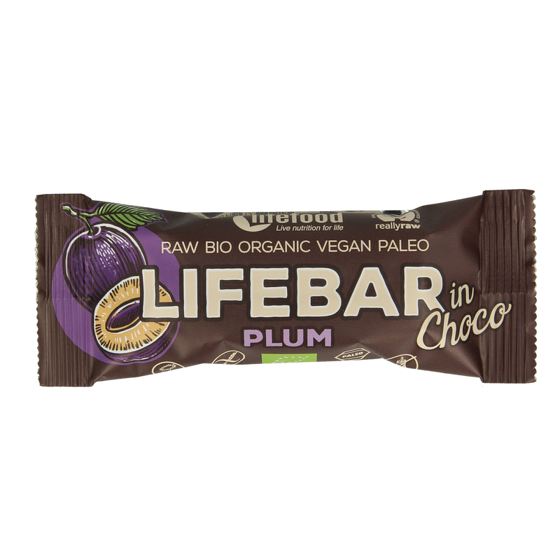 Lifefood Lifebar Inchoco pruimen bio raw 40 Gram - 123vitamines