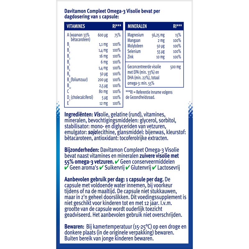 Davitamon Compleet omega 3 vis 70.00 Capsules - 123vitamines