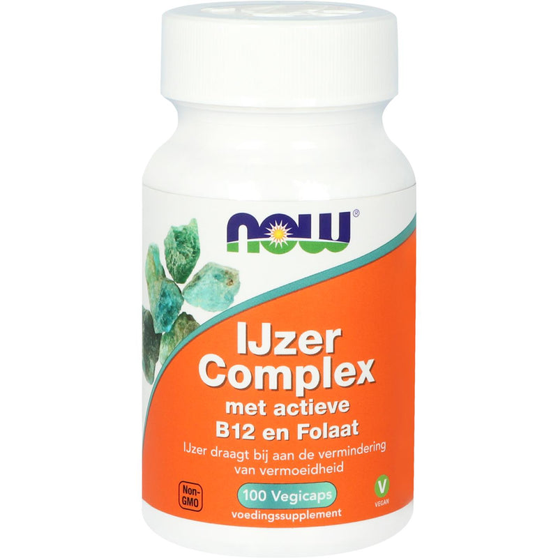 NOW IJzer complex met actieve B12 en Folaat - 100 vcaps