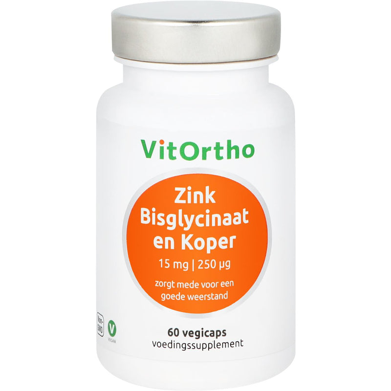 VitOrtho Zink Bisglycinaat en Koper - 60 vcaps