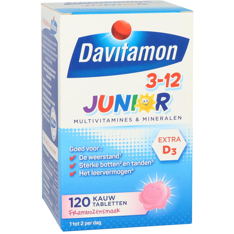 Davitamon Junior 3-12 Framboos - 120 Kauwtabletten