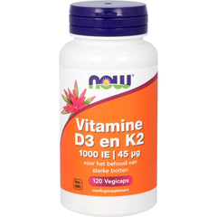 NOW Vitamine D3 1000 IE en Vitamine K2 45 mcg - 120 vcaps