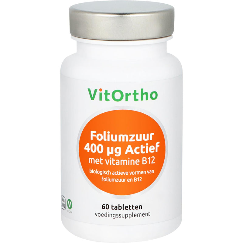 VitOrtho Foliumzuur 400 mcg Actief met vitamine B12 - 60 Tabletten