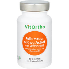VitOrtho Foliumzuur 400 mcg Actief met vitamine B12 - 60 Tabletten