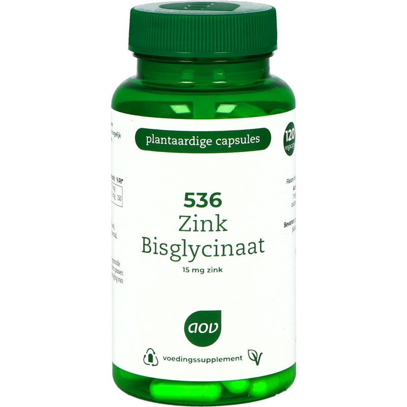 AOV 536 Zink Bisglycinaat 15 mg - 120 Vegetarische capsules