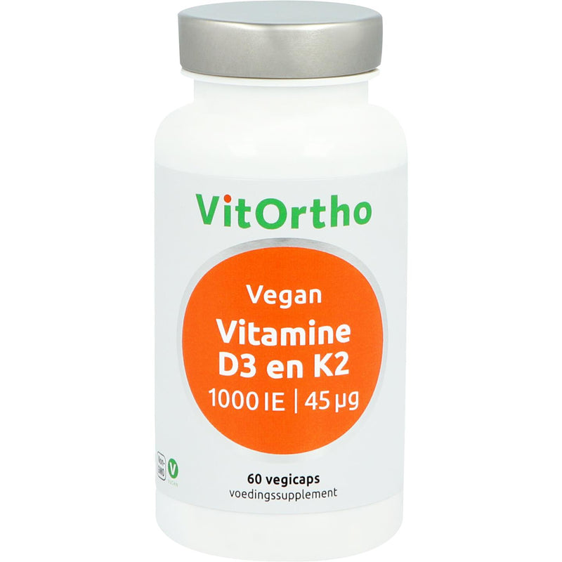 VitOrtho Vitamine D3 1000 IE en K2 45 mcg Vegan - 60 Vegetarische capsules