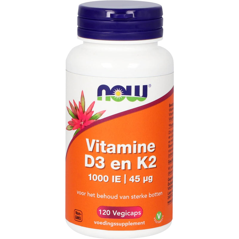 NOW  Vitamine D3 1000 IE en Vitamine K2 45 mcg - 120 vcaps
