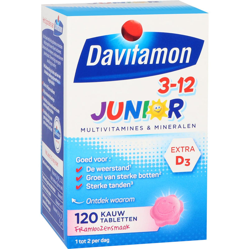Davitamon Junior 3-12 Framboos - 120 Kauwtabletten